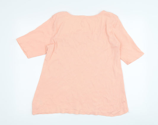 Lands' End Women's Pink 3/4 Sleeve Top - Size L