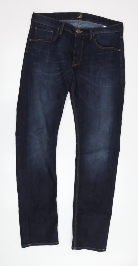 Lee Men's Blue Straight Jeans Size 34 Regular Fit