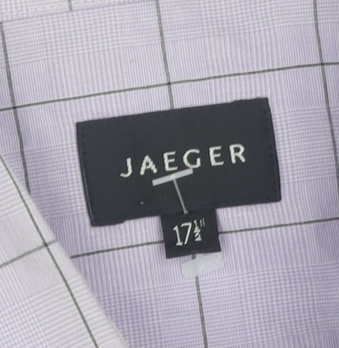 Jaeger Men's Purple Check Dress Shirt 17.5 Long Sleeve