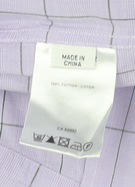 Jaeger Men's Purple Check Dress Shirt 17.5 Long Sleeve