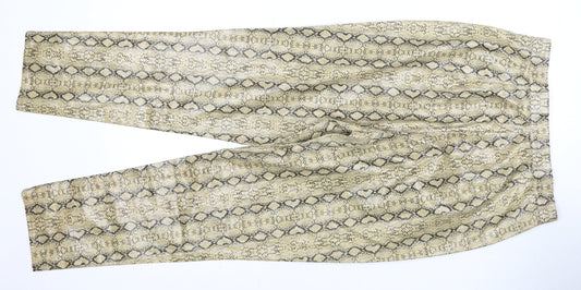 PrettyLittleThing Beige Snake Print Women's Trousers, Size 12