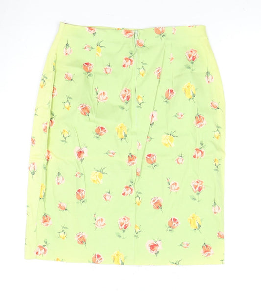 Marks and Spencer Women's Green Floral Pencil Skirt, Size 12