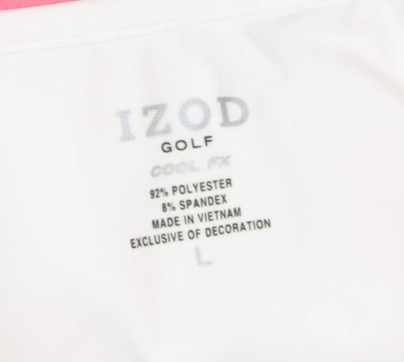 IZOD Women's White Polo Shirt, Size L - Stylish Colourblock Design