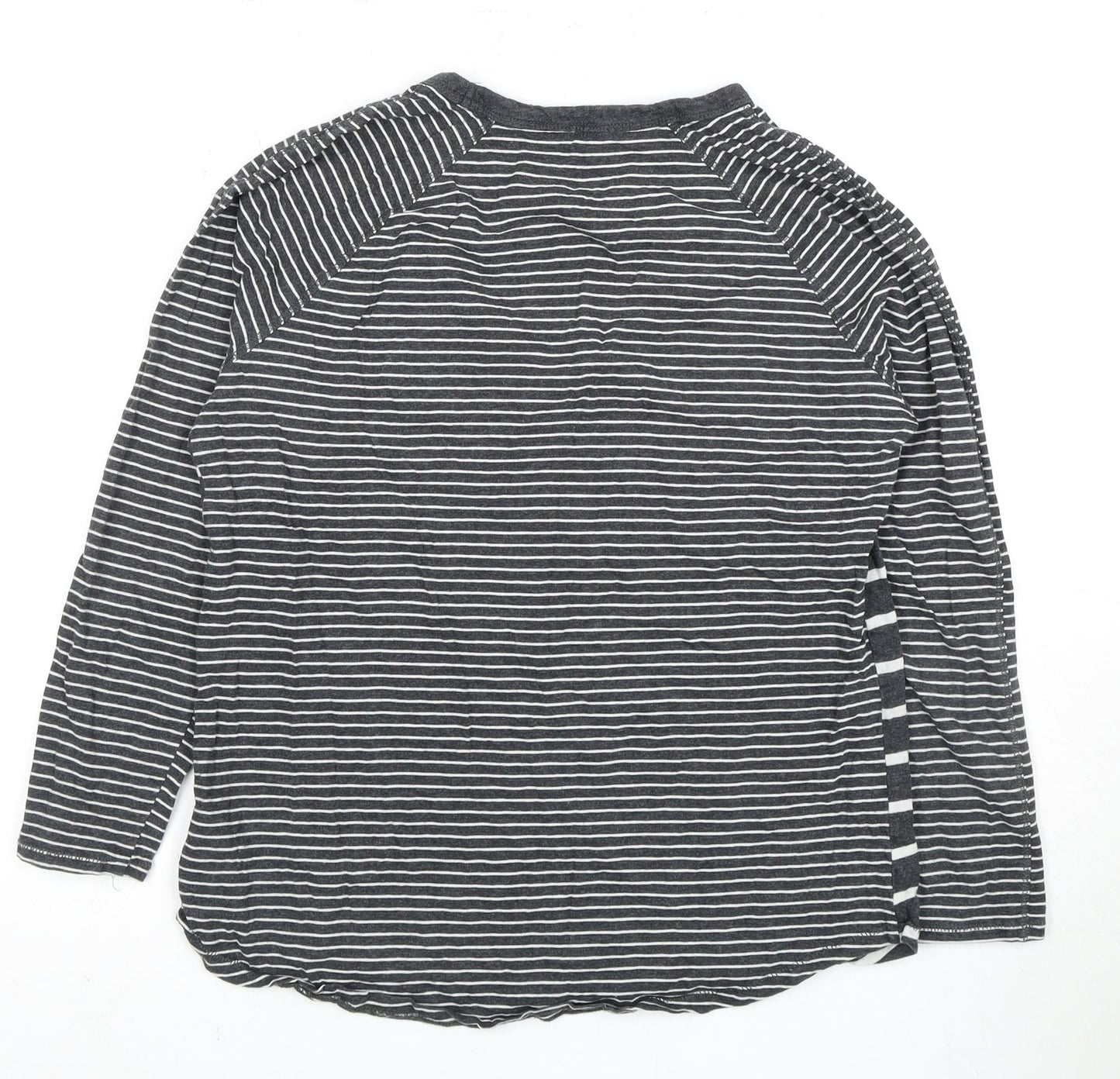 GAP Women's Black Striped V-Neck T-Shirt, M, Casual