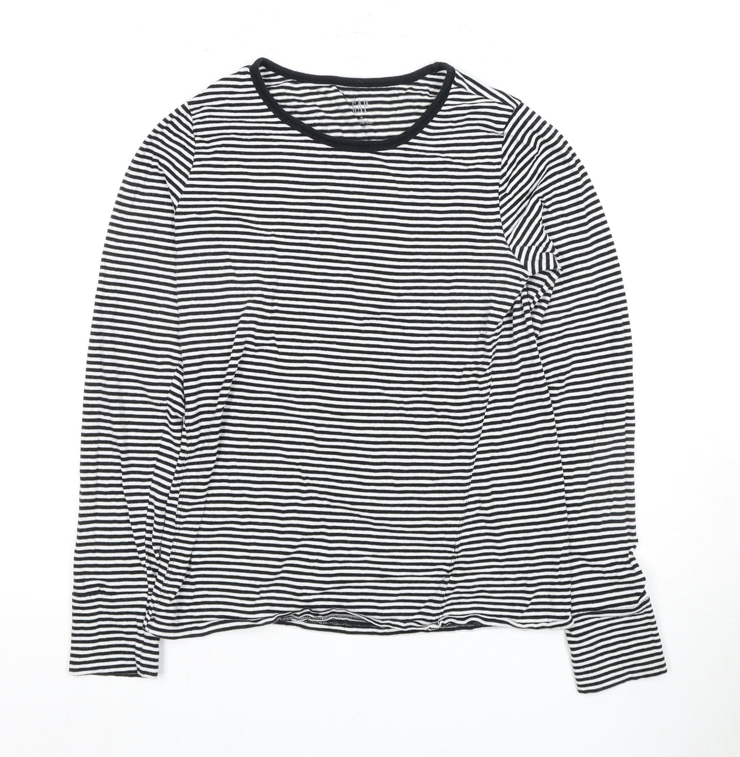 GAP Women's Black Striped M T-Shirt Long Sleeve