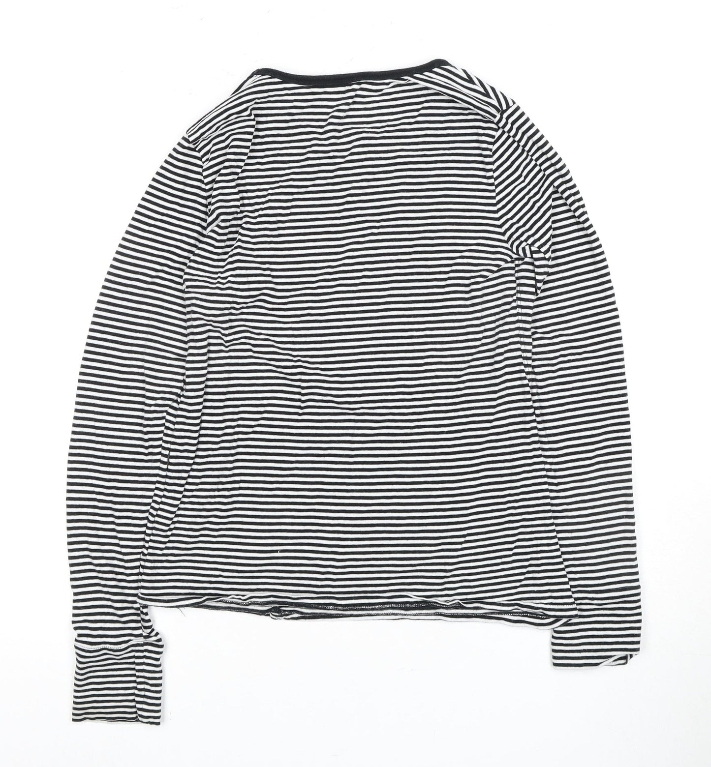 GAP Women's Black Striped M T-Shirt Long Sleeve