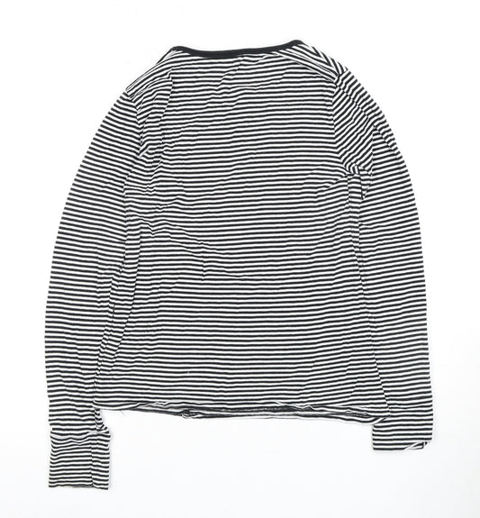 GAP Women's Black Striped M T-Shirt Long Sleeve