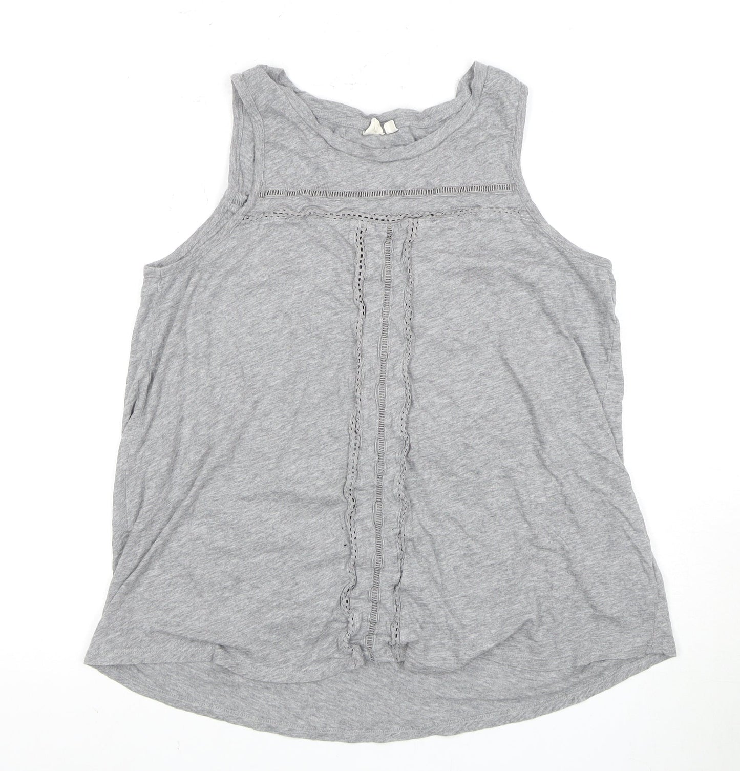 GAP Women’s Grey Tank Top M Sleeveless Crochet Accent