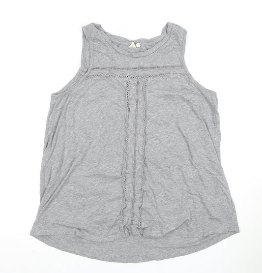GAP Women’s Grey Tank Top M Sleeveless Crochet Accent