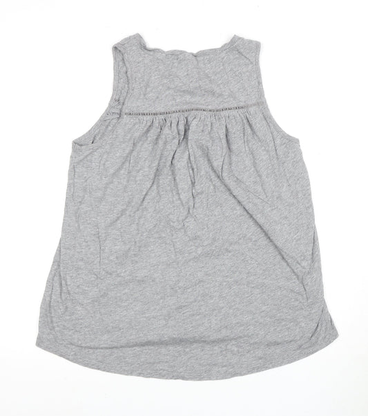 GAP Women’s Grey Tank Top M Sleeveless Crochet Accent