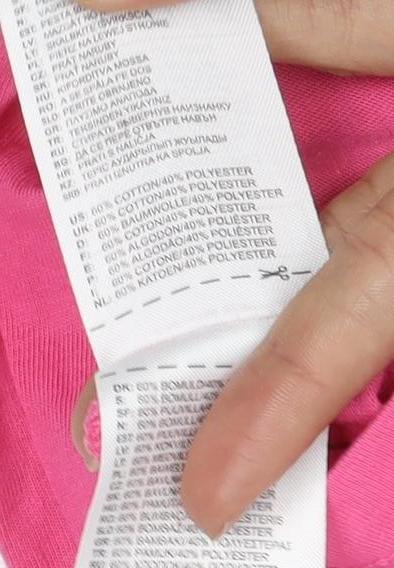 Brand and care label for Reebok girls’ pink t-shirt 4 years - casual sporty style