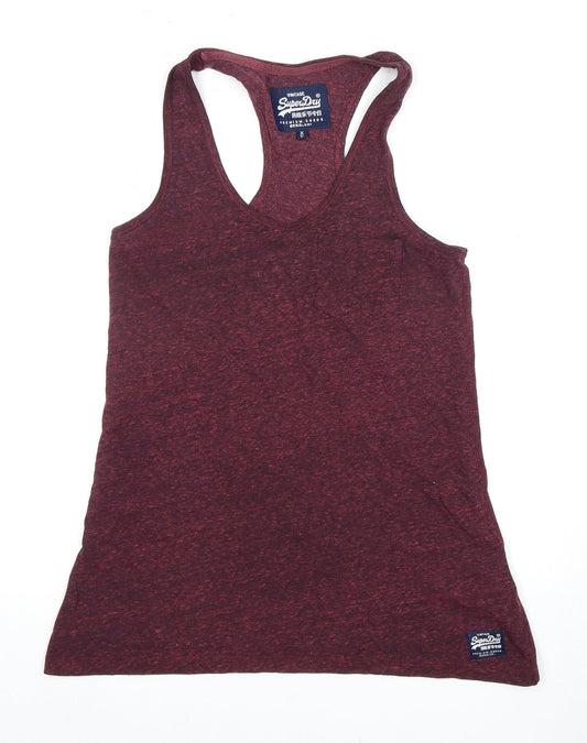 Unisex Adultss UK Size XS Superdry Red Polyester Blend T-Shirt