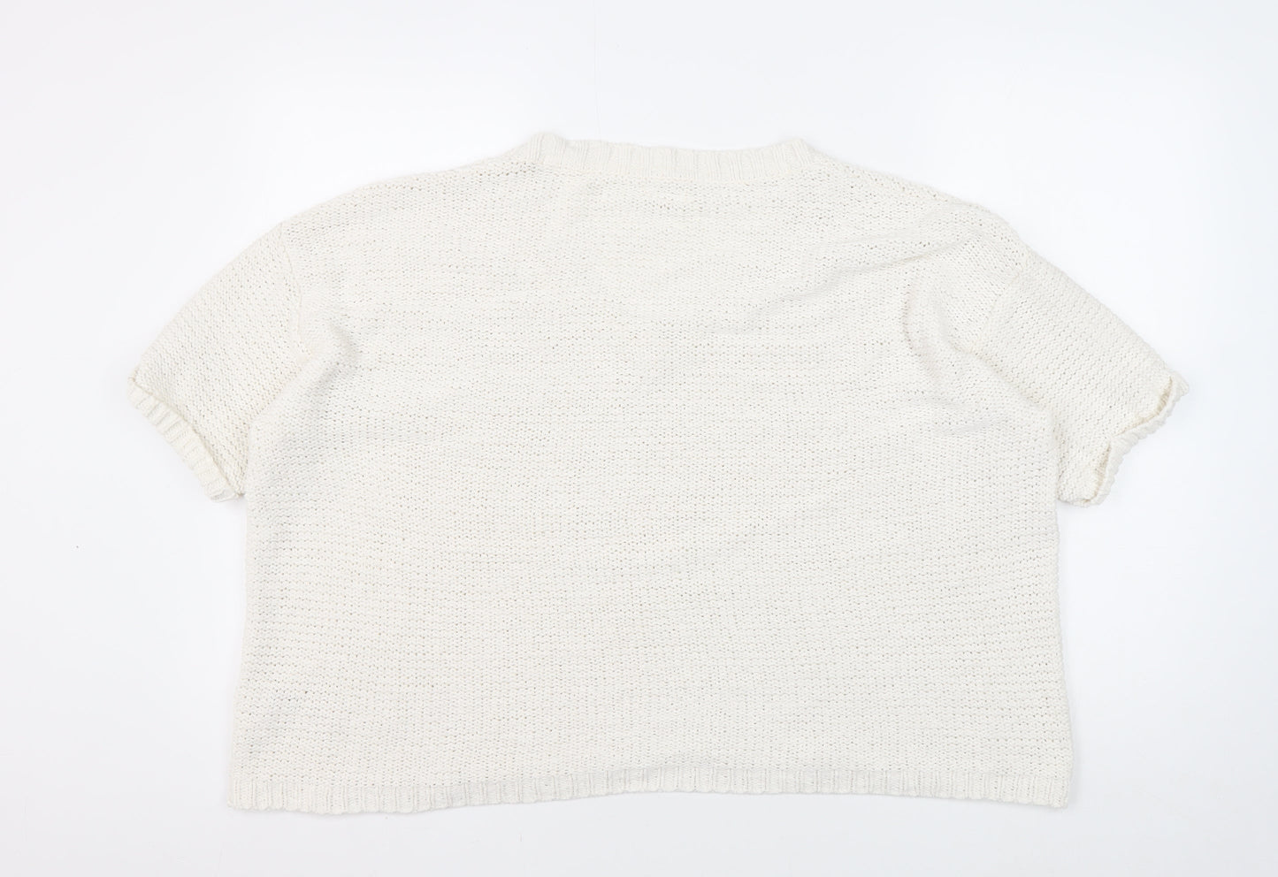 Fat Face Women's Ivory V-Neck Pullover Jumper M