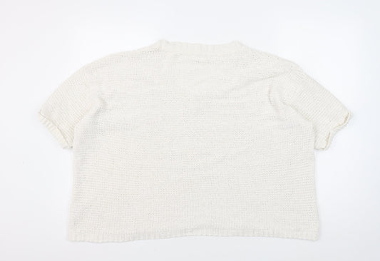 Fat Face Women's Ivory V-Neck Pullover Jumper M