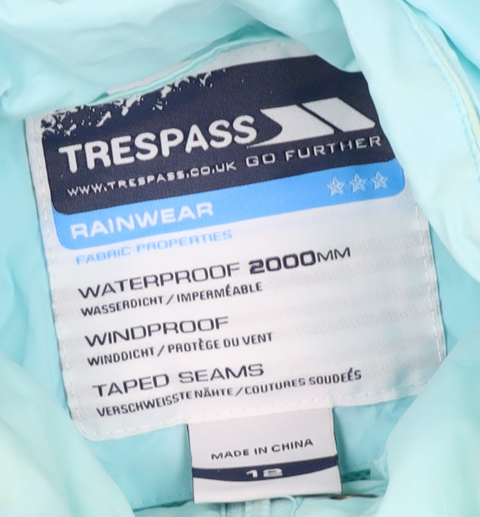 Trespass Women's Blue Waterproof Rain Jacket, Size 12