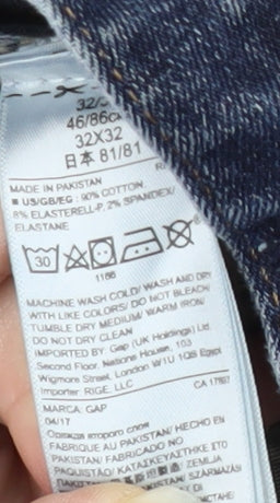 Gap Men's Blue Straight Jeans, Size 32 Regular Fit