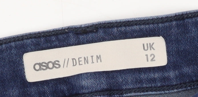 Brand and care label for ASOS Women’s Blue Skinny Jeans, size UK 12