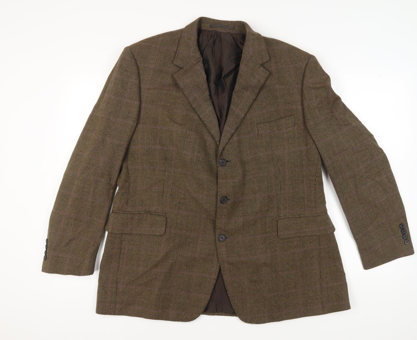 Gieves & Hawkes Men's Brown Check Blazer 46R