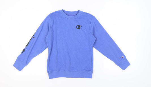 Additional front view of Champion boys’ blue pullover sweatshirt s regular fit