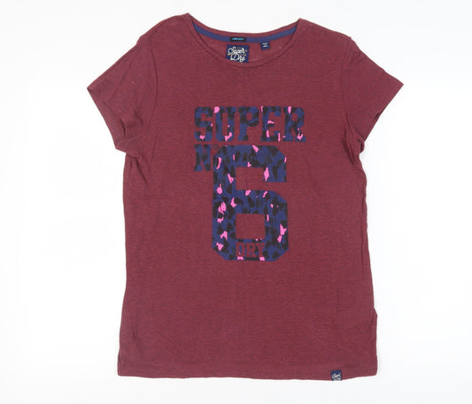 Superdry Womens Red XS Jersey T-Shirt with Print