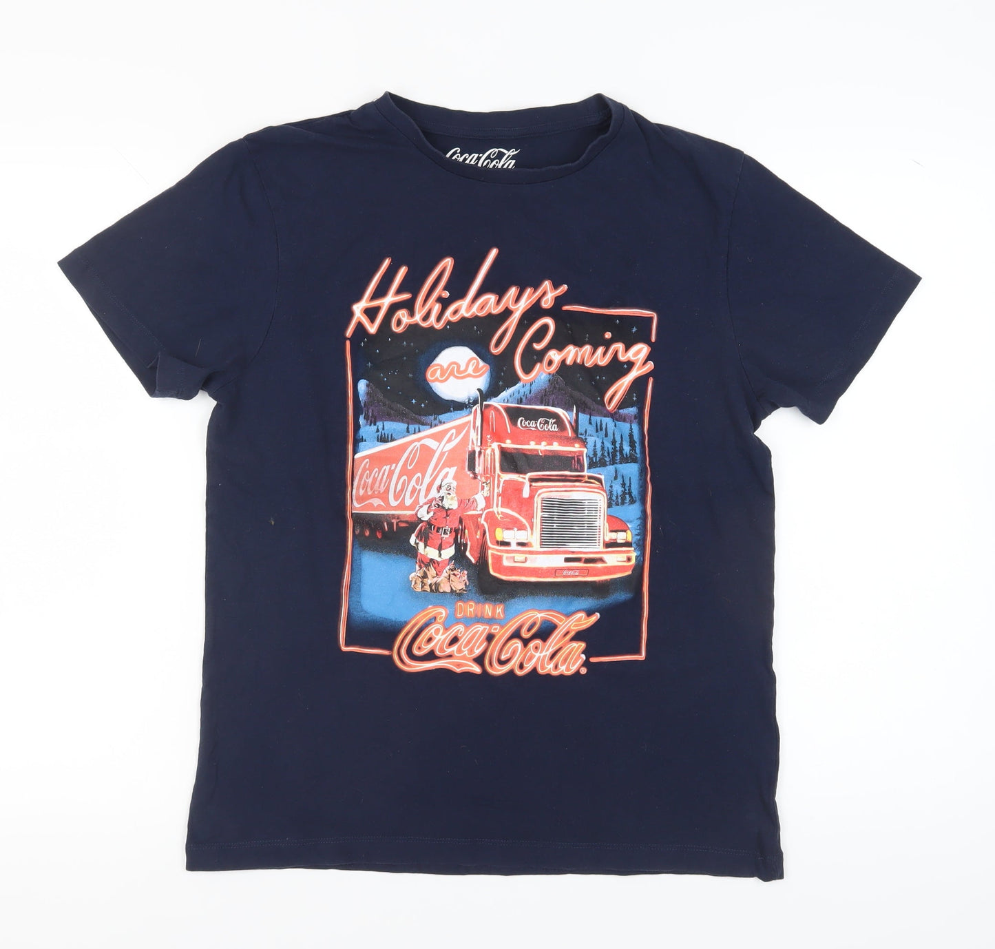 Coca-Cola Men's Blue M Christmas Graphic T-Shirt