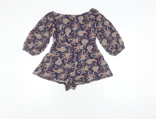 Boohoo Women's Multicoloured Paisley Playsuit, Size 12