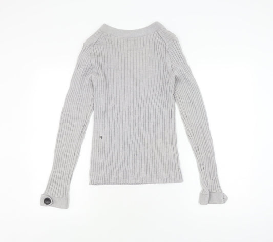 Banana Republic Women's Grey V-Neck Pullover Jumper L