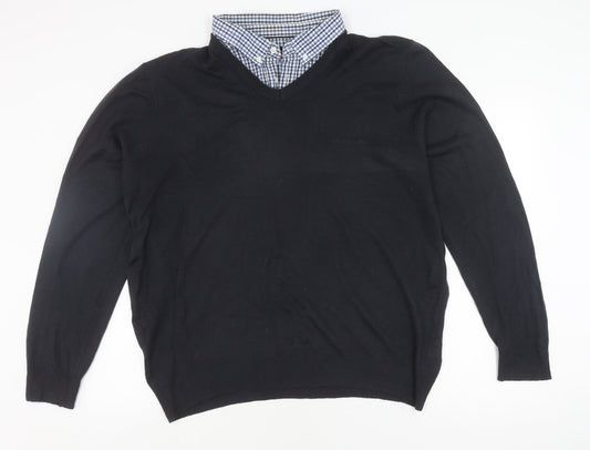 Pierre Cardin Men's Black V-Neck Pullover Jumper 2XL