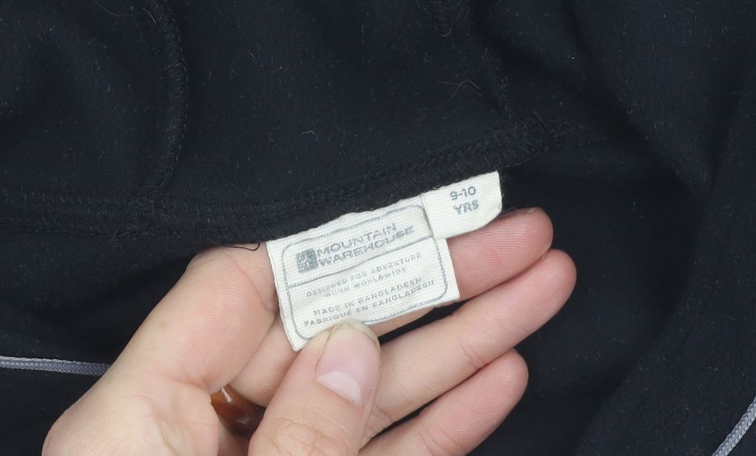 Additional view of Mountain Warehouse girls’ black fleece hoodie 9-10 years