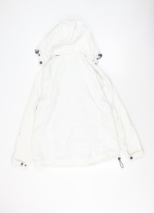 Crew Clothing Co. Women's White Hooded Jacket Size 12