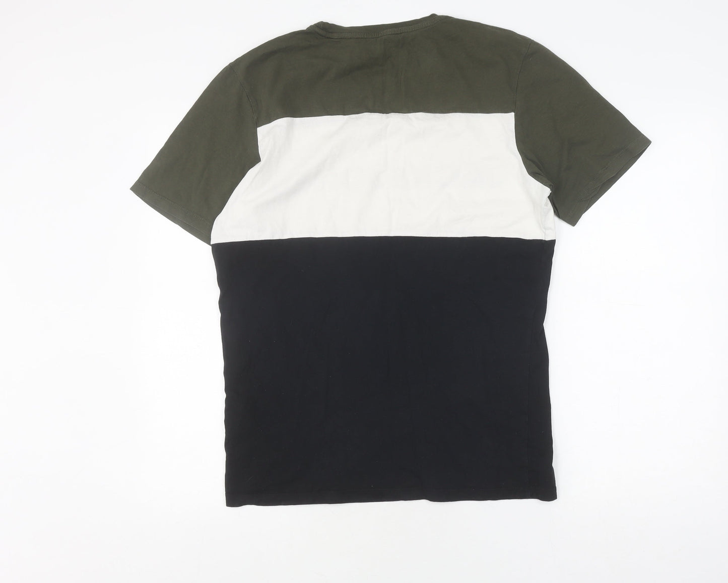 Jack & Jones Men's L Colourblock T-Shirt in Green, White, Black