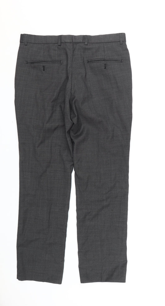 Racing Green Men's Grey Trousers 34 Regular Business