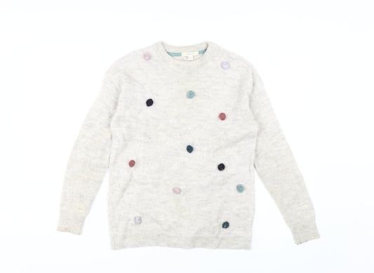 White Stuff Women's Ivory Polka Dot Pullover Jumper XS