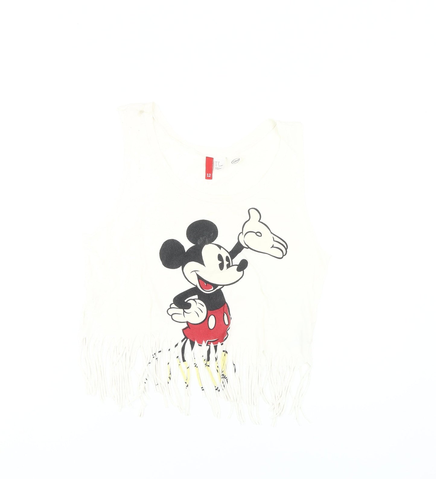 Disney Women's White Sleeveless Mickey Crop Tank