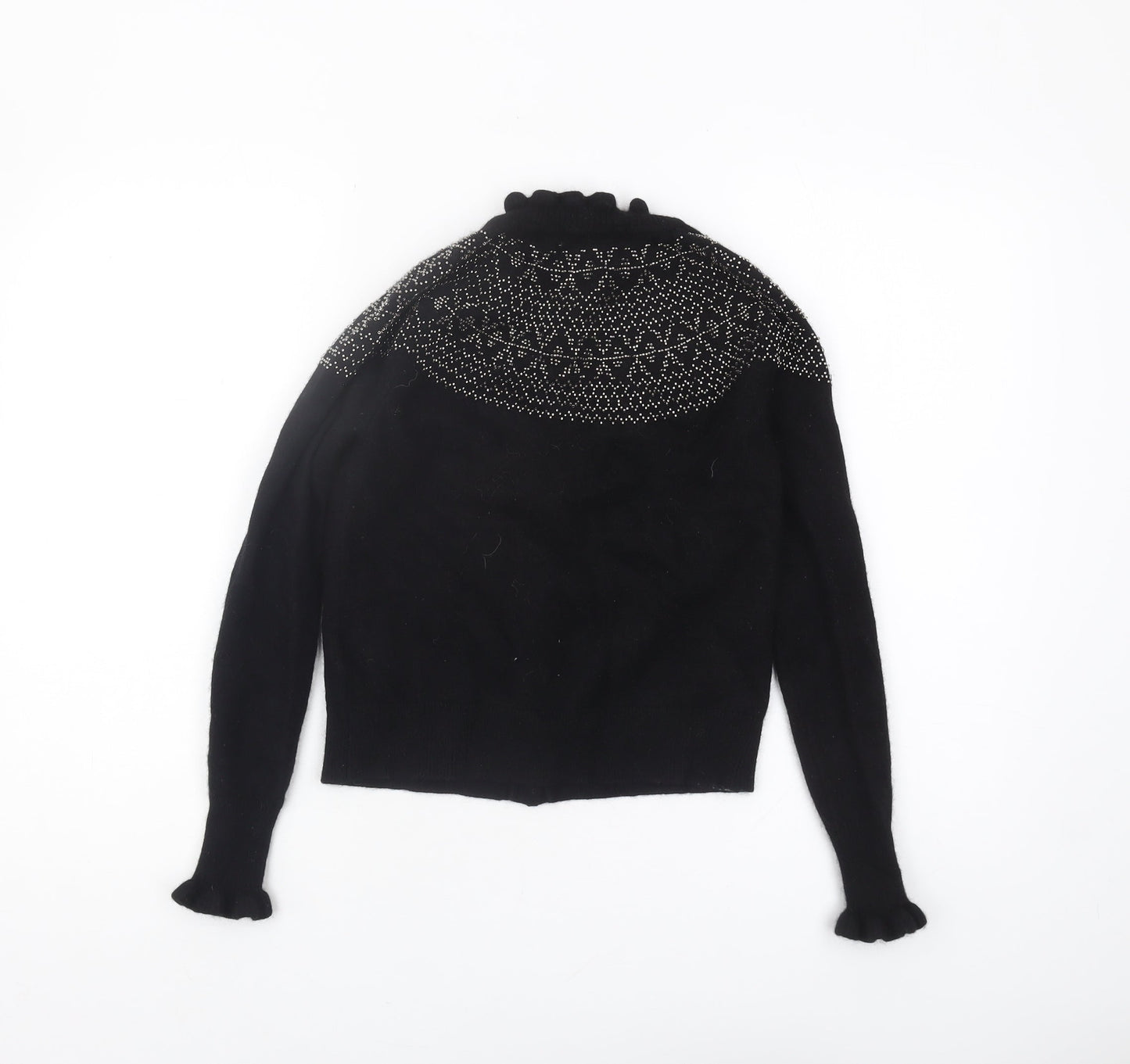 Boden Women's Black XS Cardigan with Ruffle Accents