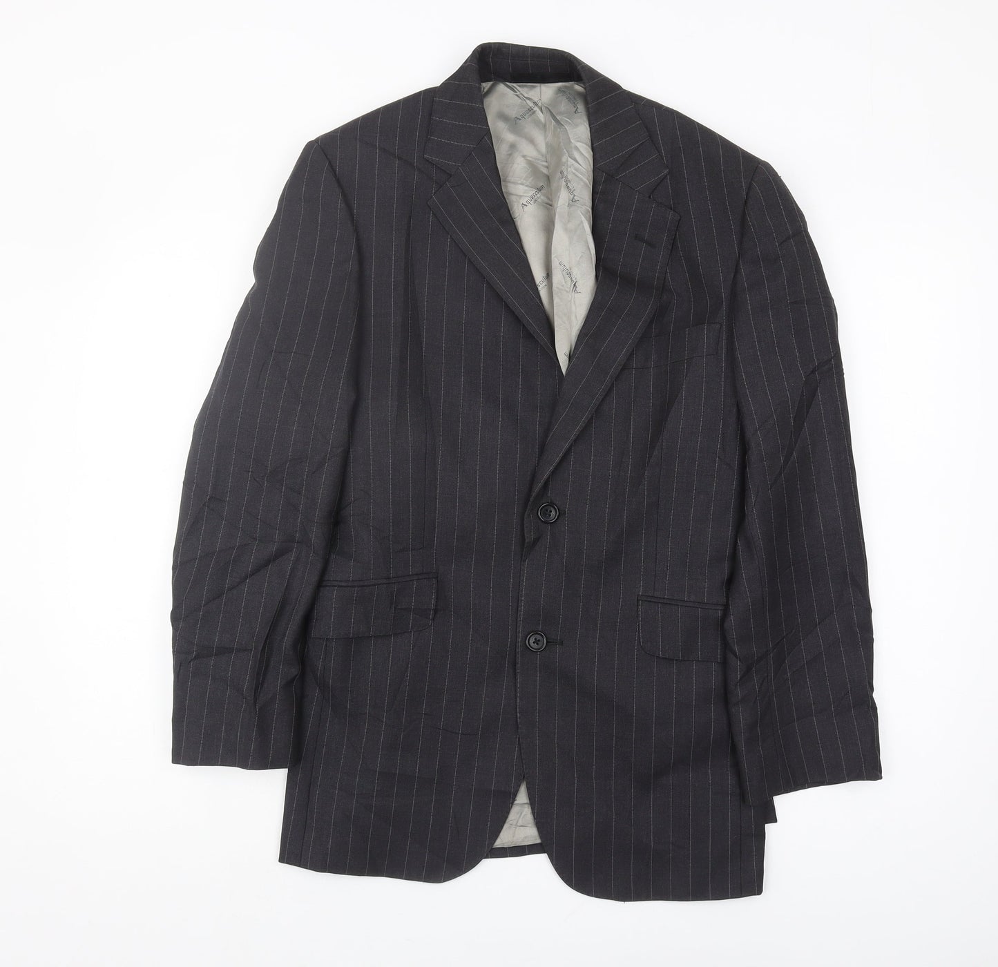 Aquascutum Men's Black Striped Wool Blazer Jacket 36S