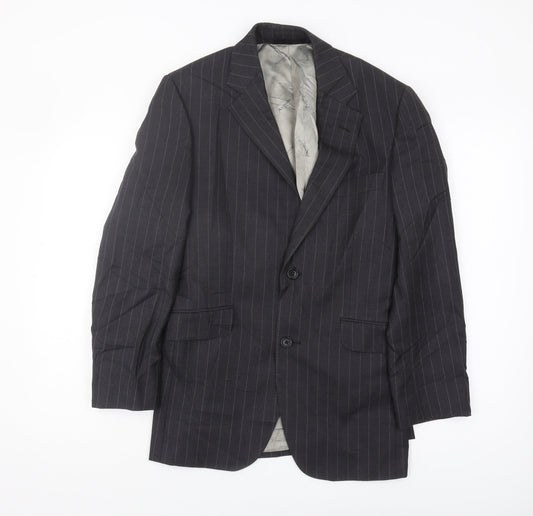 Aquascutum Men's Black Striped Wool Blazer Jacket 36S