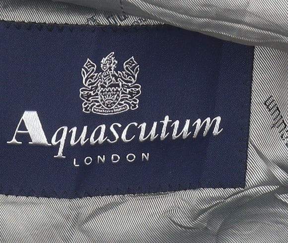 Aquascutum Men's Black Striped Wool Blazer Jacket 36S