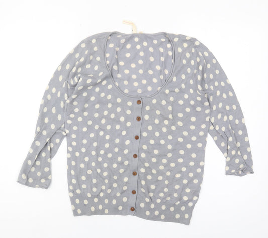 White Stuff Women's Grey Polka Dot Cardigan Size 12
