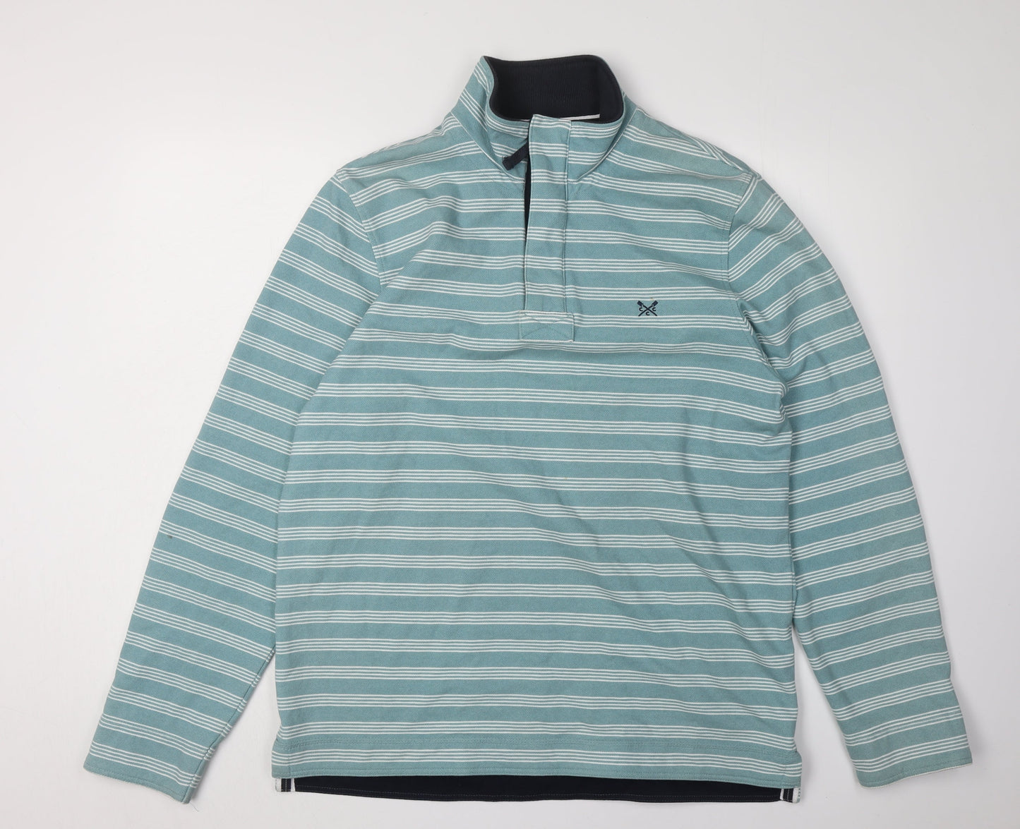 Crew Clothing Men's Green Striped Pullover Sweatshirt M