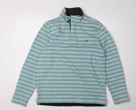 Additional front view of Crew Clothing Green Striped Pullover Sweatshirt M