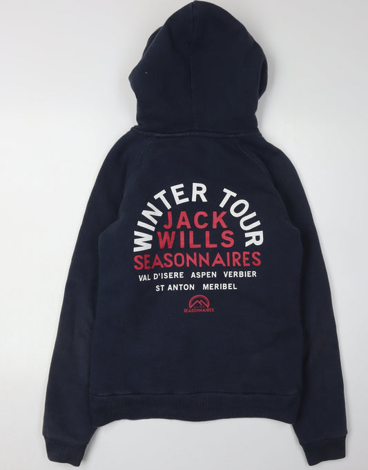 Jack Wills Women's Blue Full Zip Hoodie, Size 10