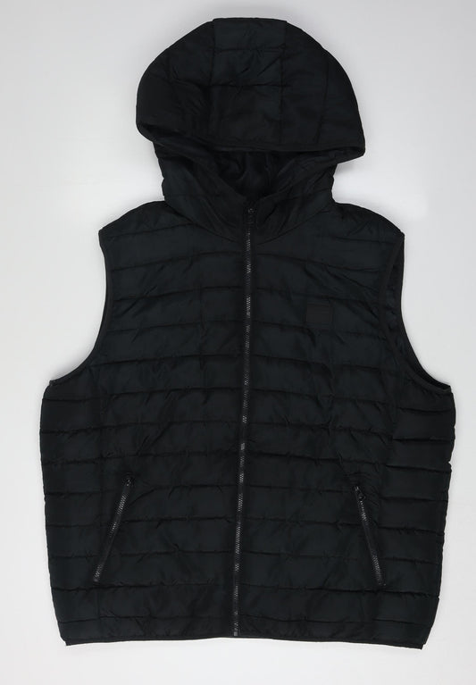Jack & Jones Men's Black Hooded Puffer Waistcoat 2XL