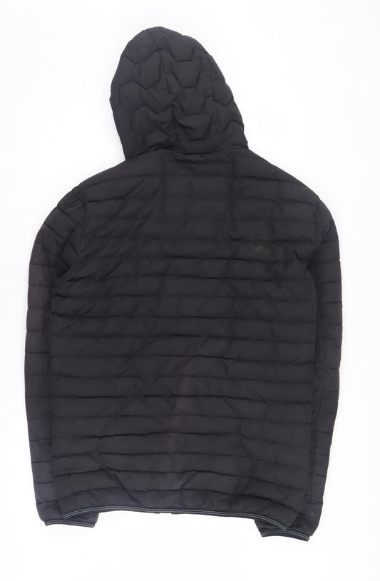 Superdry Men's Black Puffer Jacket, Size S, Hooded Winter Style