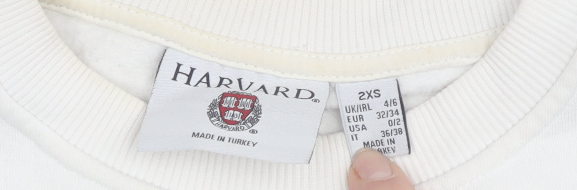 Harvard Women's White 2XS Pullover Sweatshirt