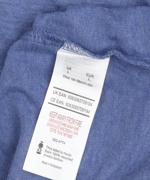 Brand and care label for The Simpsons Men's L Blue Funny Graphic T-Shirt