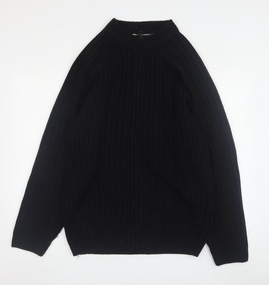 Champion Men's Black Wool Knit Jacket, Size M, Full Zip