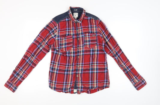 Additional front view of Lee Cooper Men's Red Plaid Long Sleeve Button-Up Shirt
