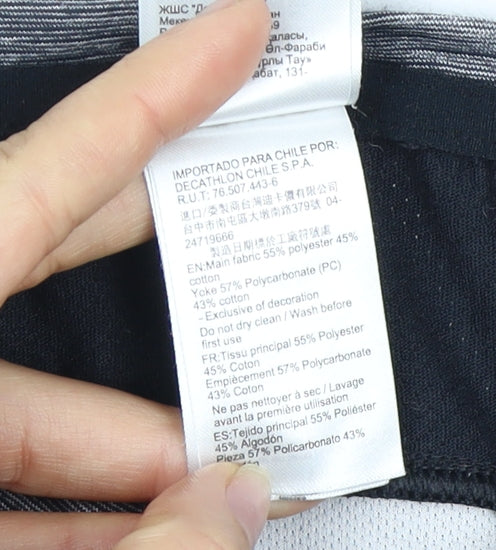 Brand and care label for Decathlon girls’ grey black active t-shirt, 12-13 years, gym top
