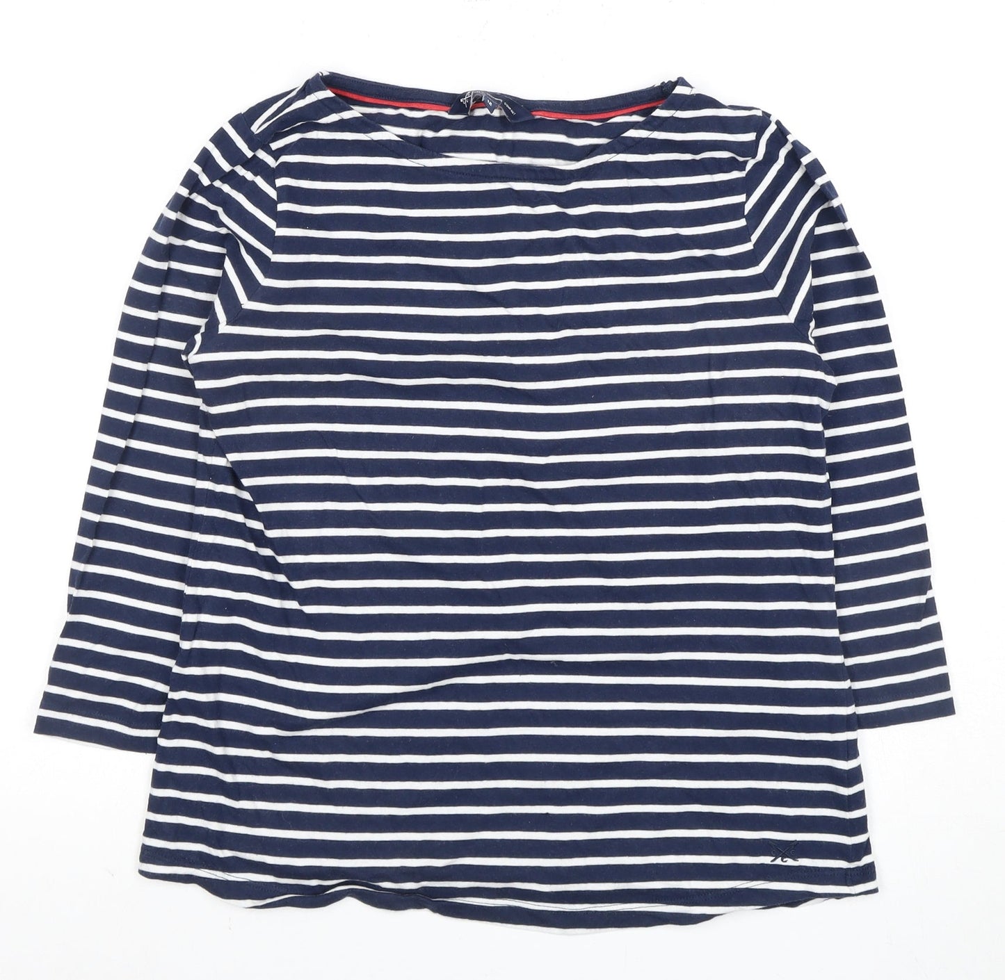 Crew Clothing Women's Blue Striped T-Shirt Size 12